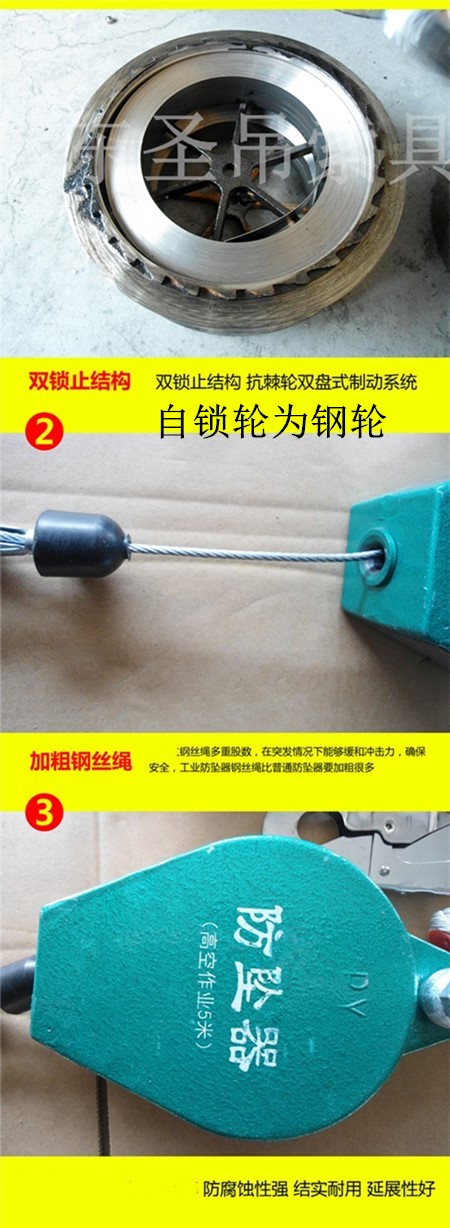 人體防墜器結構及自鎖輪示意圖